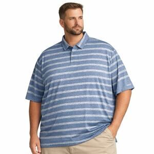 Reebok Golf Polo Shirt Men 5XLT Blue Striped Short Sleeve Big Tall Casual